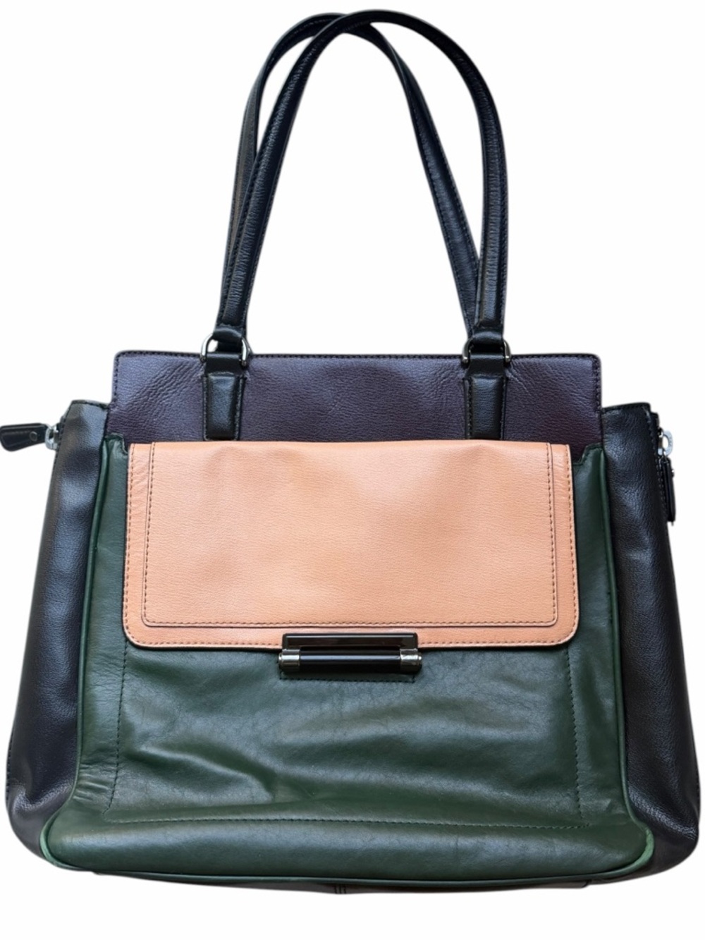 DIANE VON FURSTENBERG DVF Highline Colorblock Leather Tote Bag Laptop Work